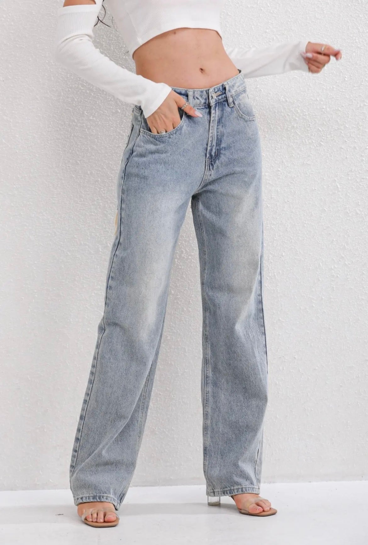FLMNGO x Ripped Straight Leg jeans