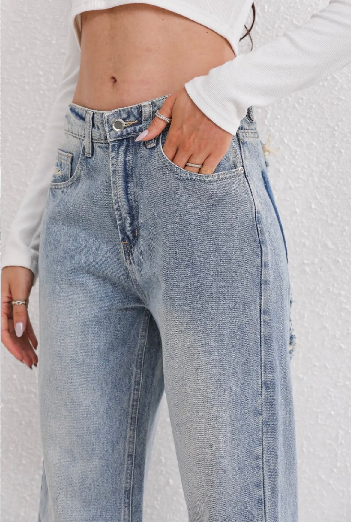 FLMNGO x Ripped Straight Leg jeans