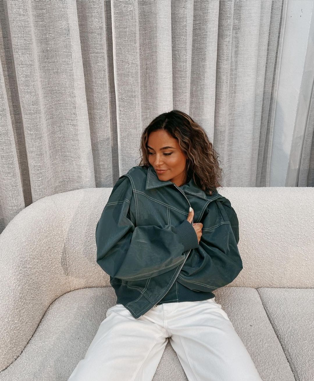 FLMNGO x Leather Look Viral Bomber Jacket