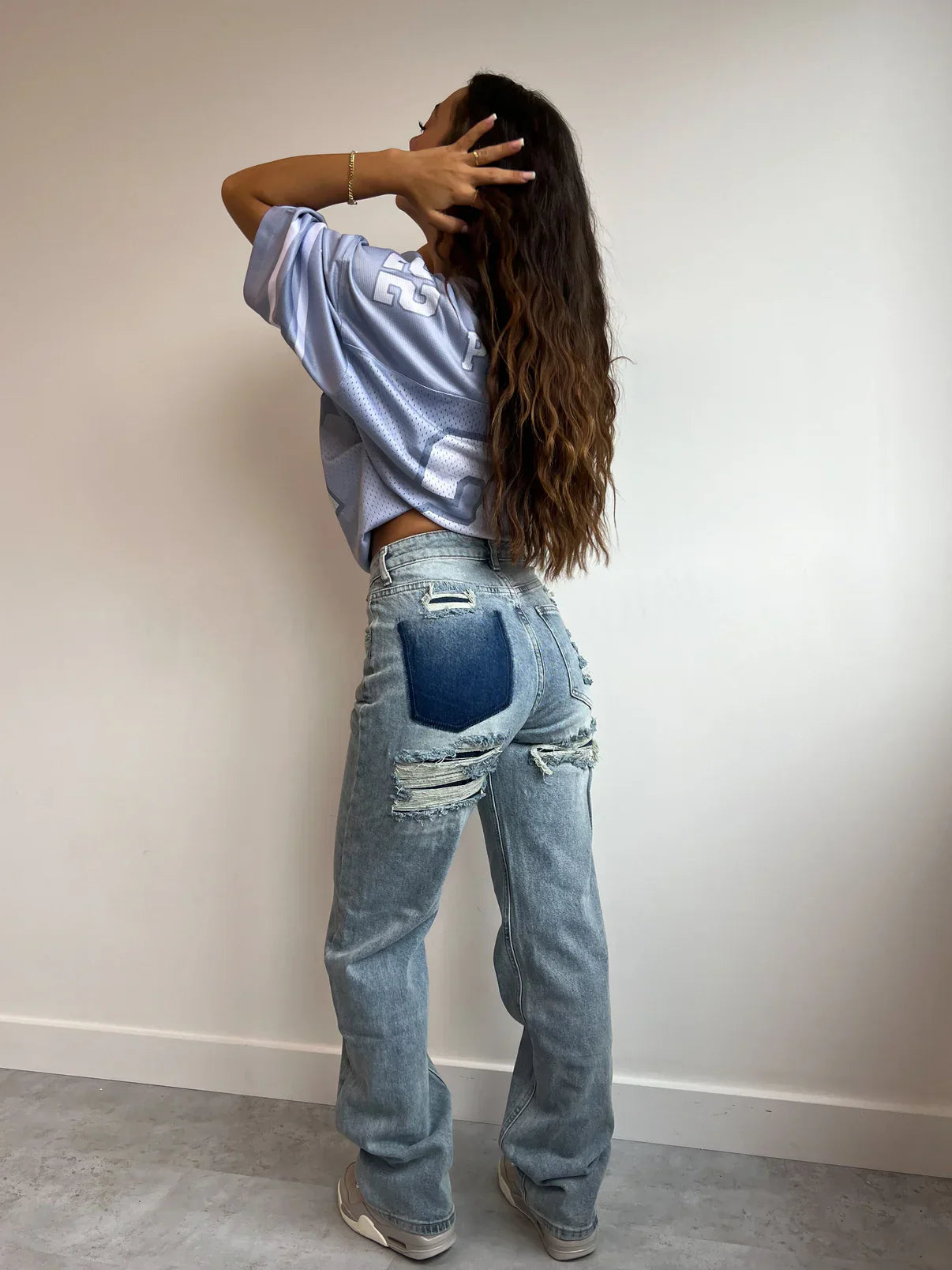 FLMNGO x Ripped Straight Leg jeans