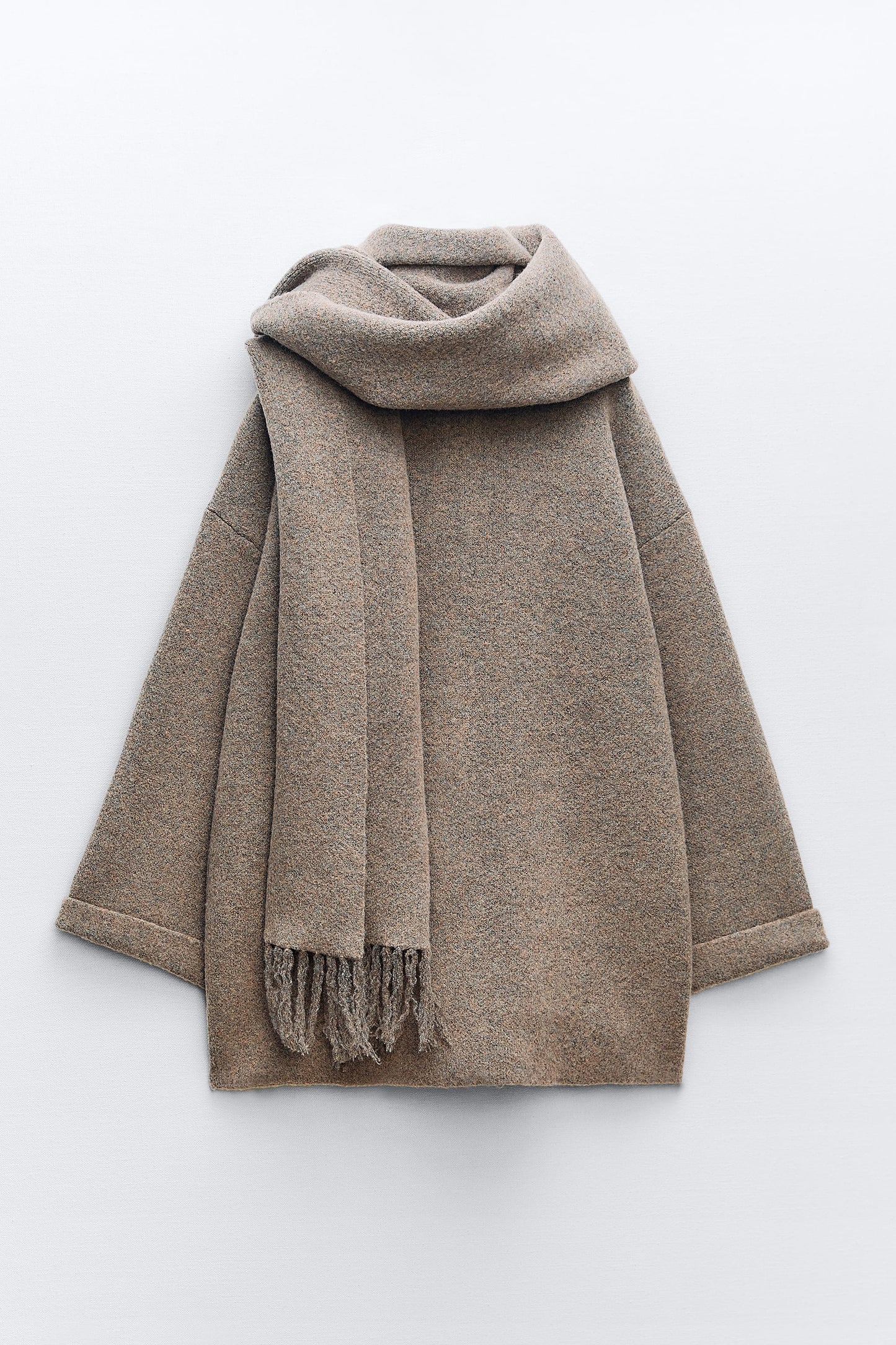 FLMNGO x SHORT KNIT COAT WITH SCARF
