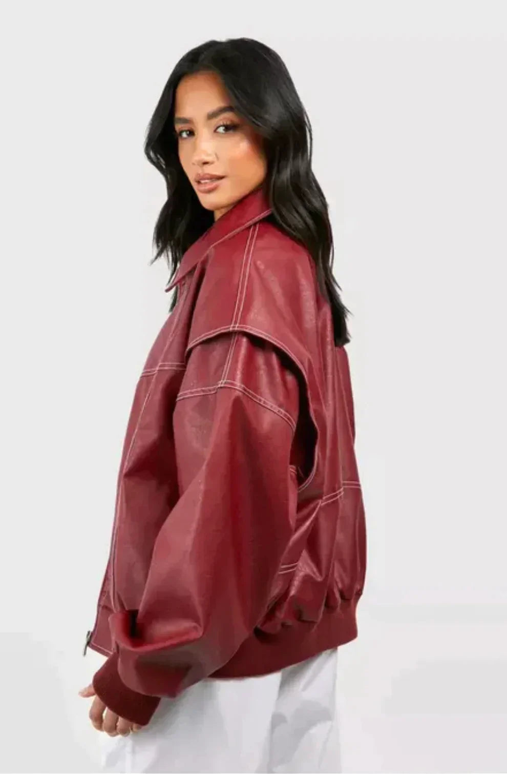 FLMNGO x Leather Look Viral Bomber Jacket