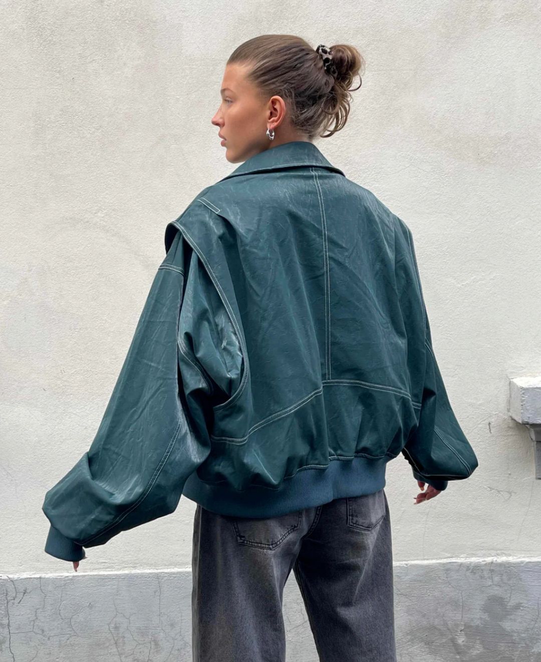 FLMNGO x Leather Look Viral Bomber Jacket